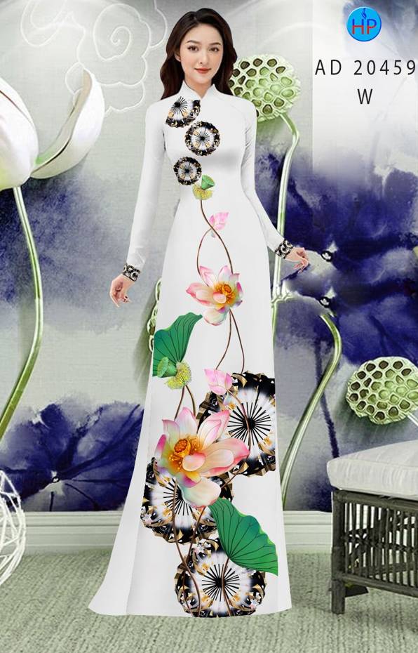 Vải Áo Dài Hoa Sen Thiết Kế 2021 AD 20459