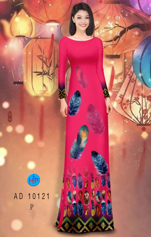 Vải Áo Dài In Hình Lông Chim Vừa Ra  AD 10121