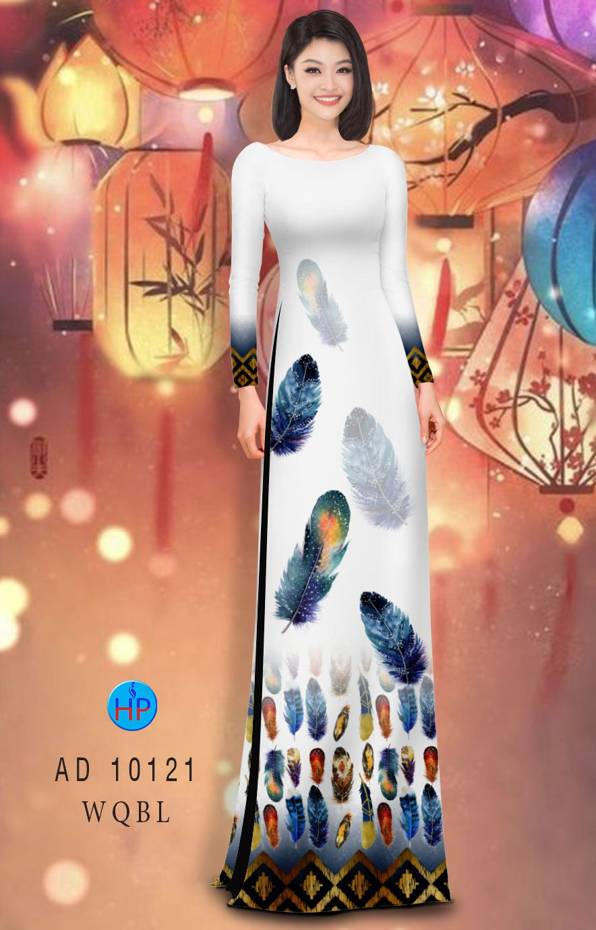 Vải Áo Dài In Hình Lông Chim Vừa Ra  AD 10121
