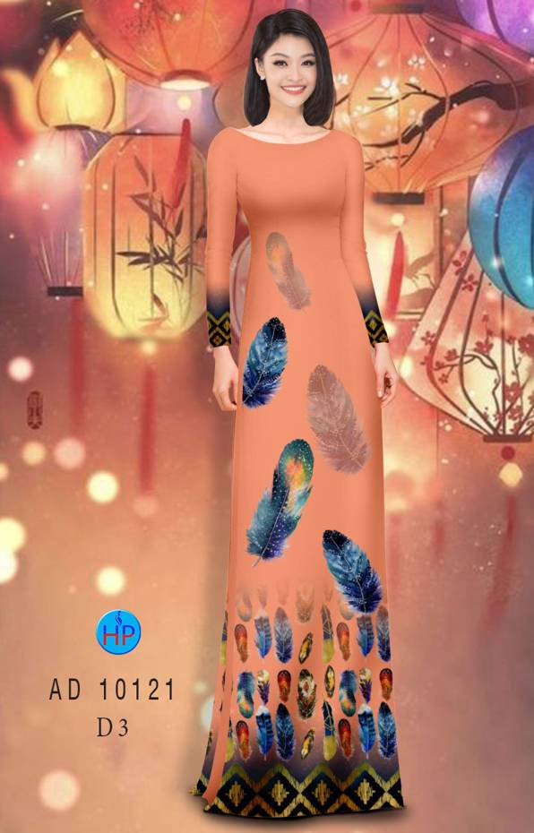 Vải Áo Dài In Hình Lông Chim Vừa Ra  AD 10121