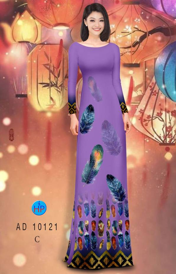 Vải Áo Dài In Hình Lông Chim Vừa Ra  AD 10121