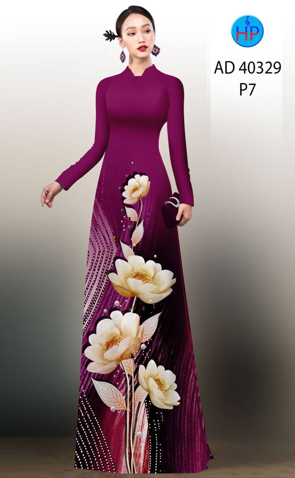 Vải Áo Dài Hoa In 3D Độc Đáo AD 40329 48 Vải Áo Dài Hoa In 3D Độc Đáo AD 40329
