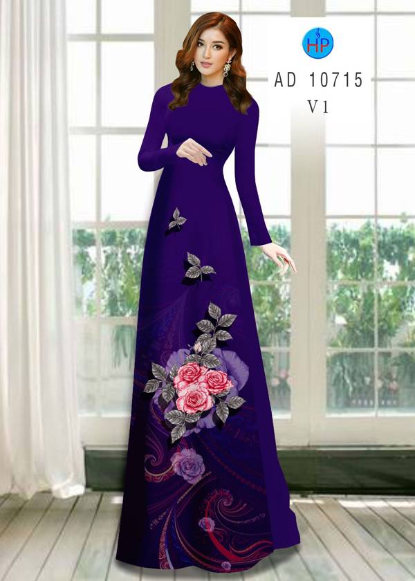 Vải Áo Dài Hoa Hồng Mới Ra AD 10715 44 Vải Áo Dài Hoa Hồng Mới Ra AD 10715