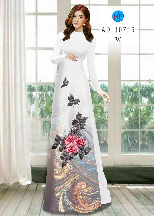 Vải Áo Dài Hoa Hồng Mới Ra AD 10715 48 Vải Áo Dài Hoa Hồng Mới Ra AD 10715