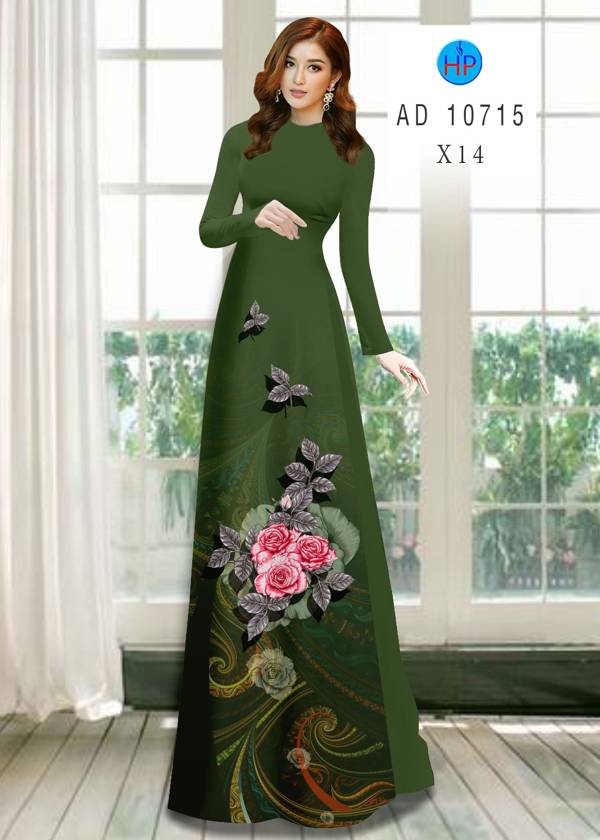 Vải Áo Dài Hoa Hồng Mới Ra AD 10715 50 Vải Áo Dài Hoa Hồng Mới Ra AD 10715