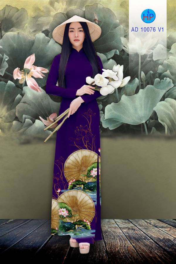 Vải Áo Dài Hoa Sen Mới Ra AD 10076 44 Vải Áo Dài Hoa Sen Mới Ra AD 10076