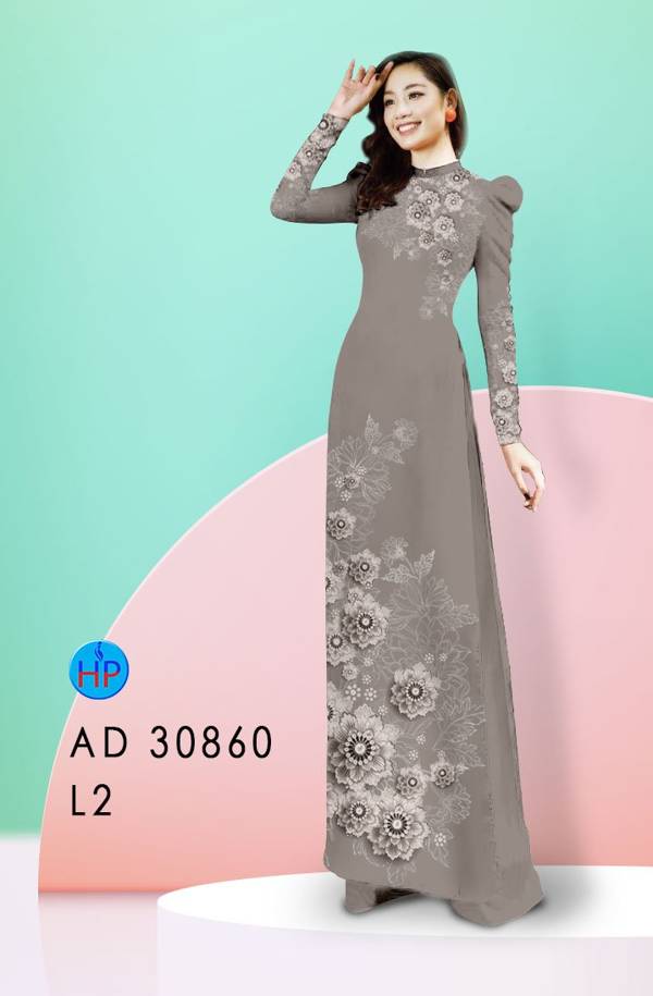 Vải Áo Dài Hoa In 3D Độc Đáo AD 30860 44 Vải Áo Dài Hoa In 3D Độc Đáo AD 30860