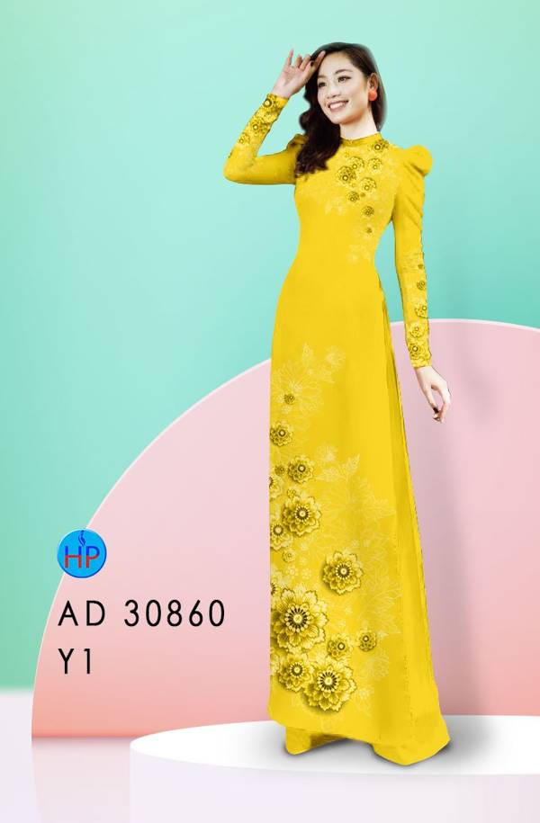 Vải Áo Dài Hoa In 3D Độc Đáo AD 30860 49 Vải Áo Dài Hoa In 3D Độc Đáo AD 30860