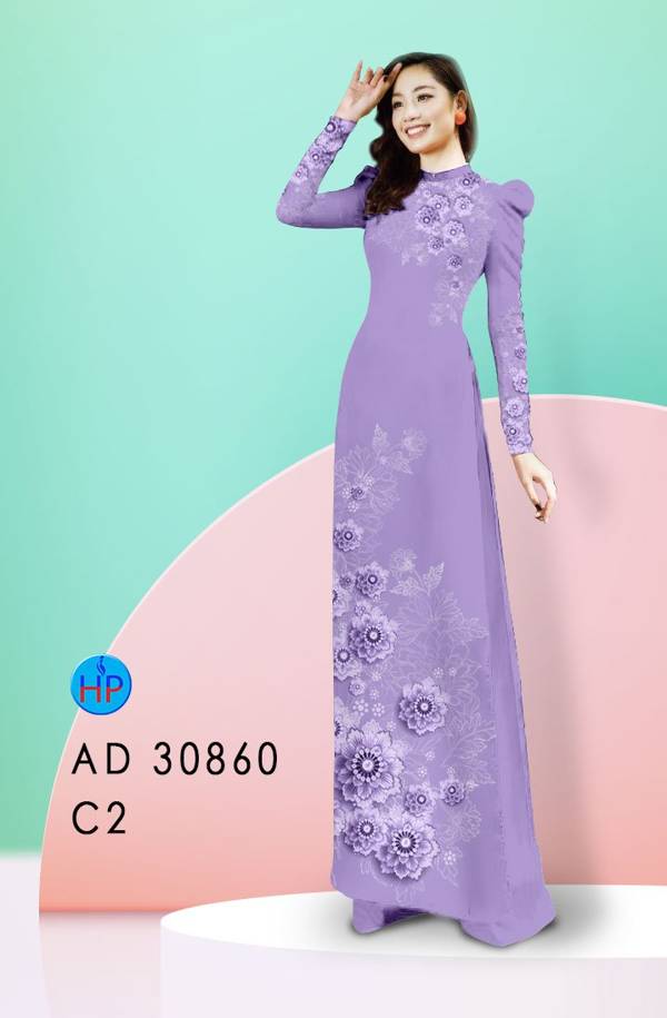 Vải Áo Dài Hoa In 3D Độc Đáo AD 30860 48 Vải Áo Dài Hoa In 3D Độc Đáo AD 30860