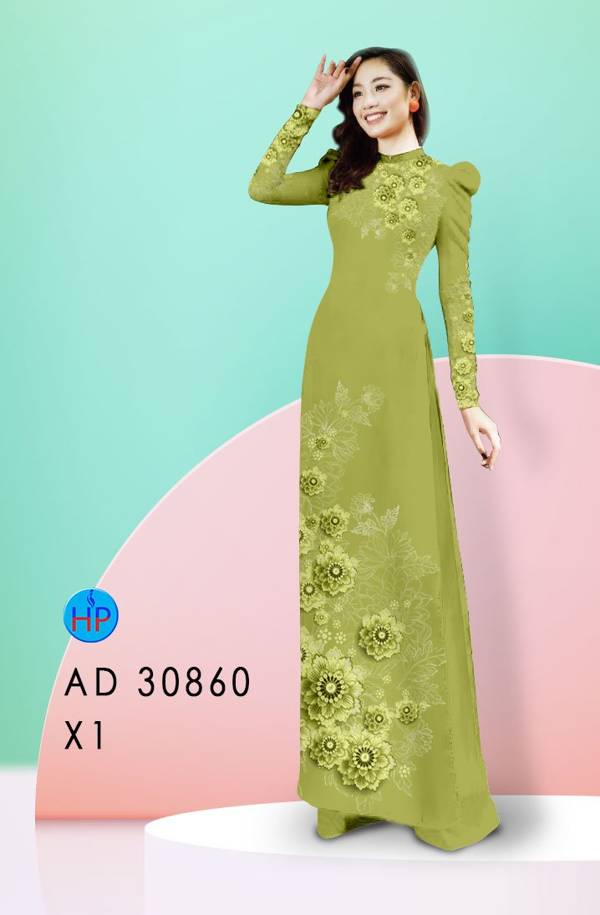 Vải Áo Dài Hoa In 3D Độc Đáo AD 30860 47 Vải Áo Dài Hoa In 3D Độc Đáo AD 30860