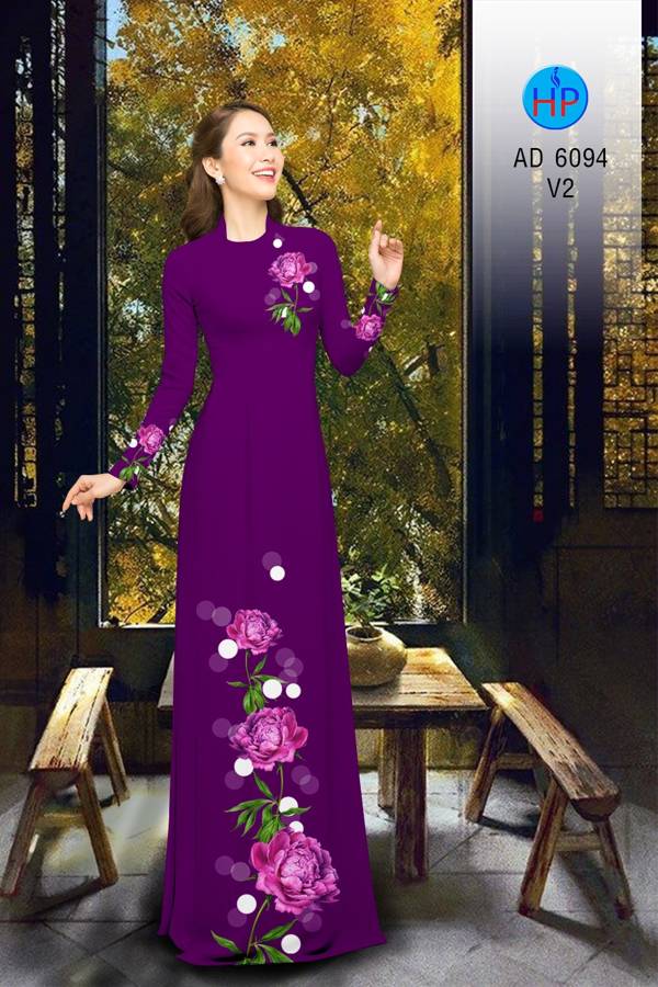 Vải Áo Dài Hoa Cẩm Chướng Kiểu Mới AD 6094