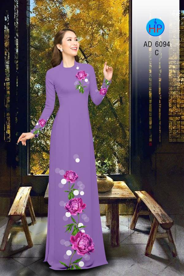 Vải Áo Dài Hoa Cẩm Chướng Kiểu Mới AD 6094