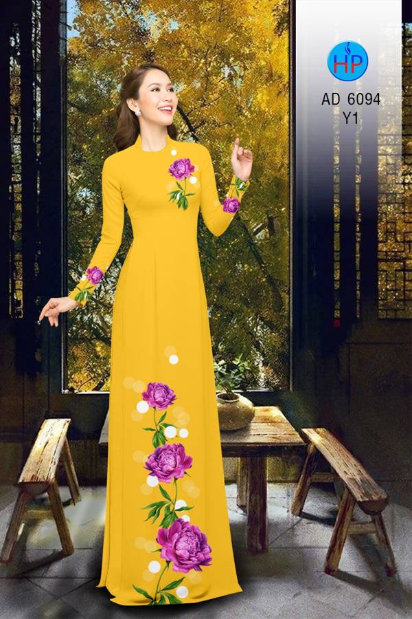 Vải Áo Dài Hoa Cẩm Chướng Kiểu Mới AD 6094