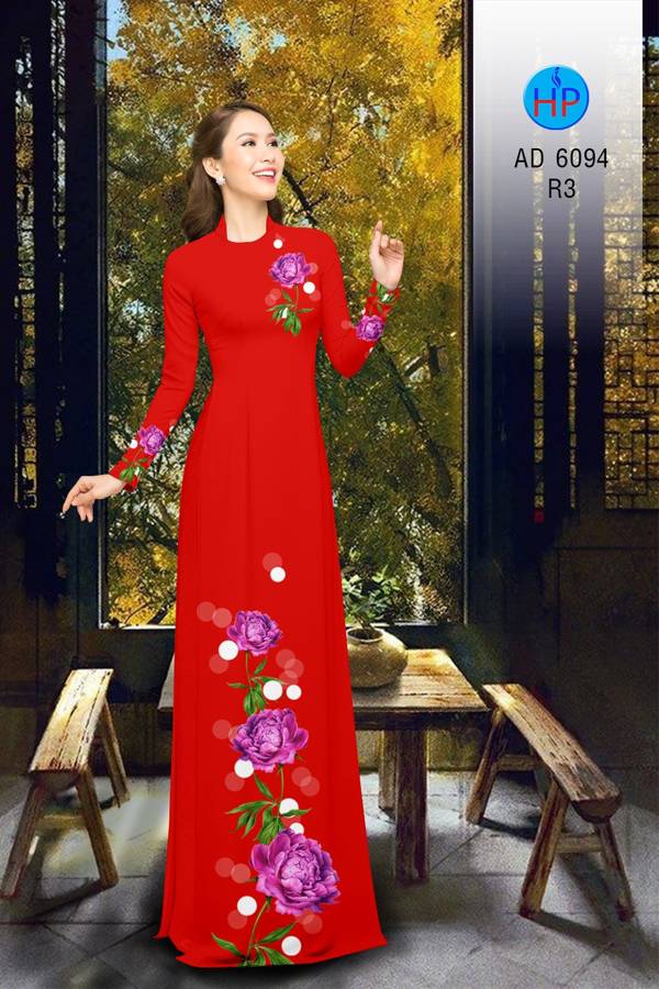 Vải Áo Dài Hoa Cẩm Chướng Kiểu Mới AD 6094