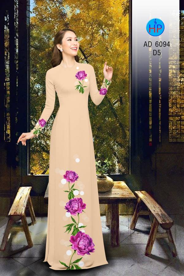 Vải Áo Dài Hoa Cẩm Chướng Kiểu Mới AD 6094