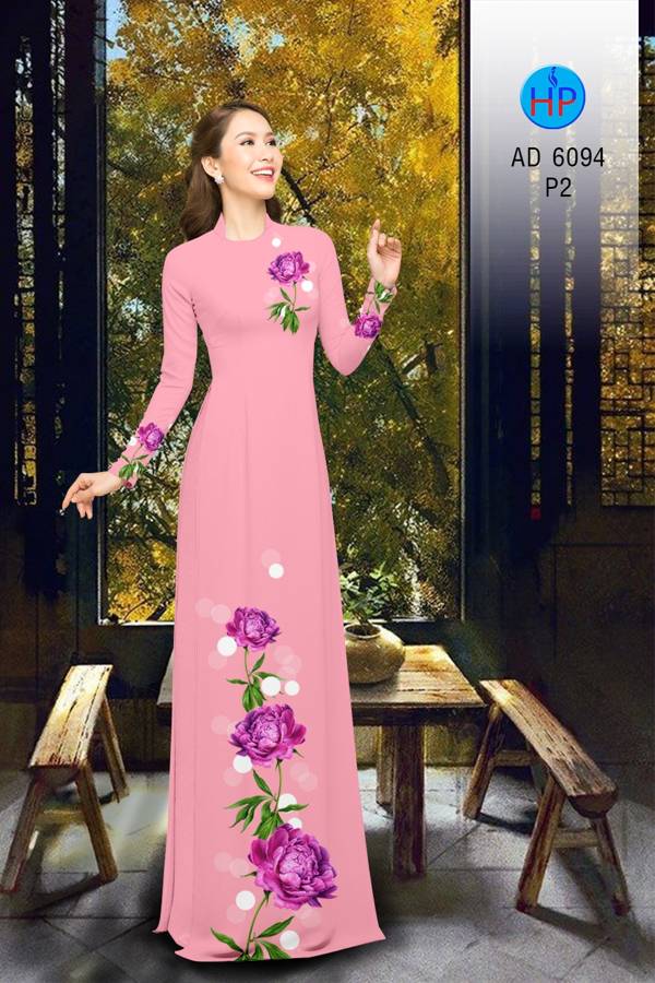 Vải Áo Dài Hoa Cẩm Chướng Kiểu Mới AD 6094