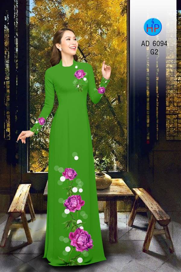 Vải Áo Dài Hoa Cẩm Chướng Kiểu Mới AD 6094