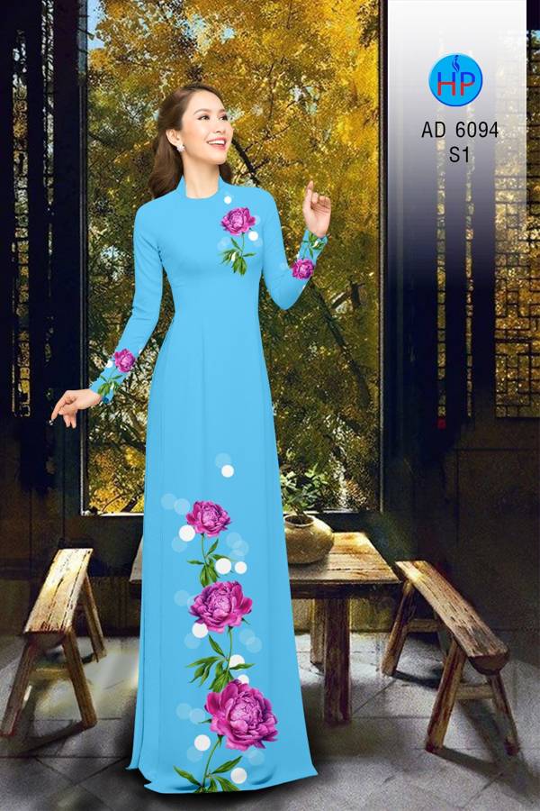 Vải Áo Dài Hoa Cẩm Chướng Kiểu Mới AD 6094