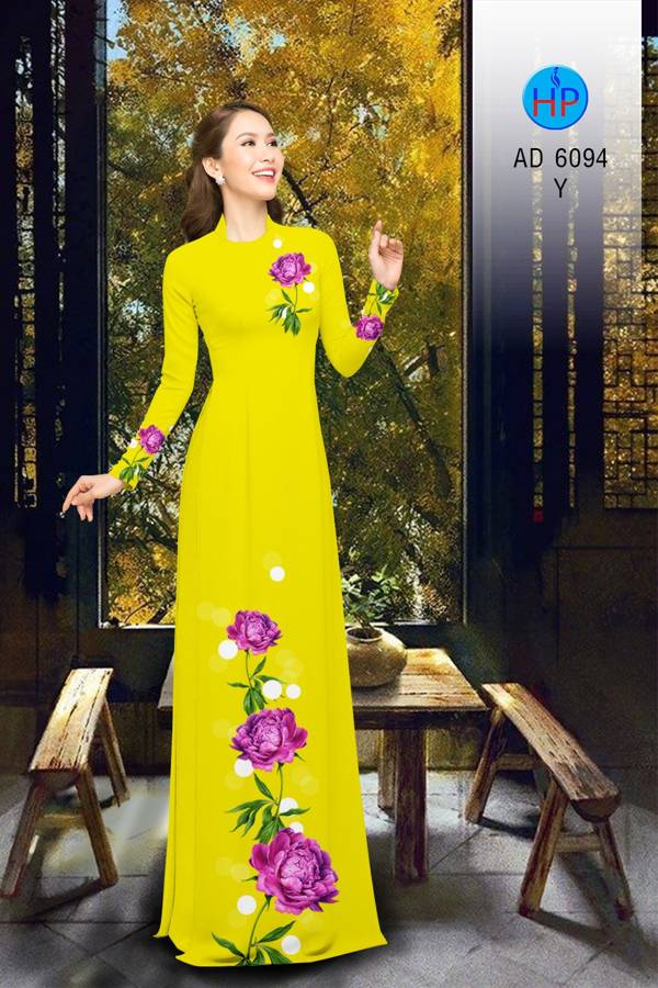 Vải Áo Dài Hoa Cẩm Chướng Kiểu Mới AD 6094