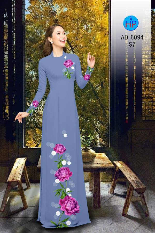 Vải Áo Dài Hoa Cẩm Chướng Kiểu Mới AD 6094