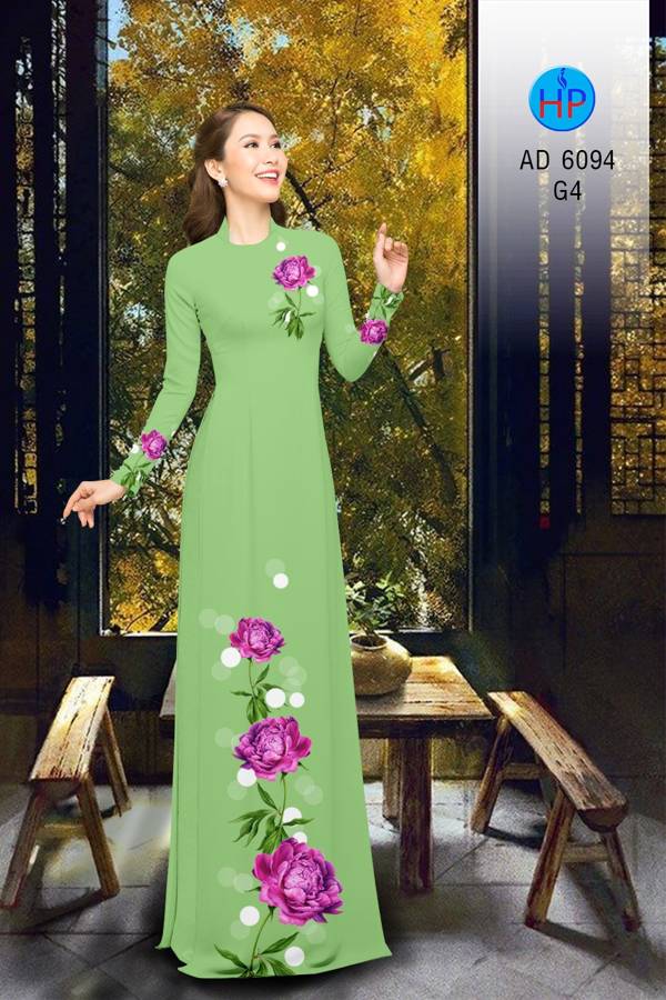 Vải Áo Dài Hoa Cẩm Chướng Kiểu Mới AD 6094