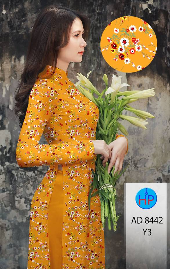 Vải Áo Dài Hoa Nhí Kiểu Mới AD 8442 37 Vải Áo Dài Hoa Nhí Kiểu Mới AD 8442