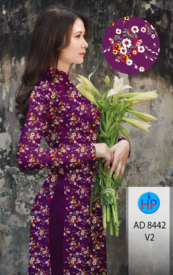 Vải Áo Dài Hoa Nhí Kiểu Mới AD 8442 39 Vải Áo Dài Hoa Nhí Kiểu Mới AD 8442