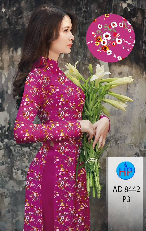 Vải Áo Dài Hoa Nhí Kiểu Mới AD 8442 40 Vải Áo Dài Hoa Nhí Kiểu Mới AD 8442