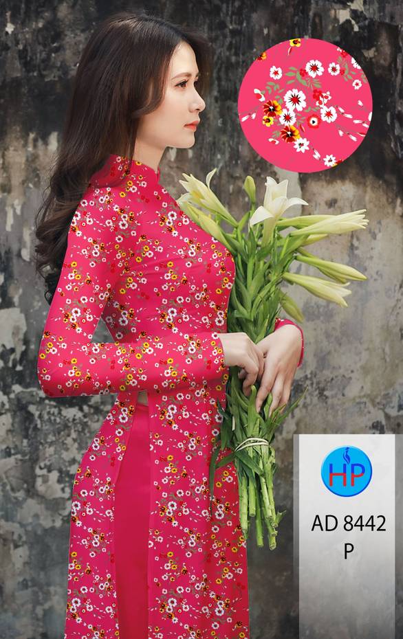 Vải Áo Dài Hoa Nhí Kiểu Mới AD 8442 42 Vải Áo Dài Hoa Nhí Kiểu Mới AD 8442