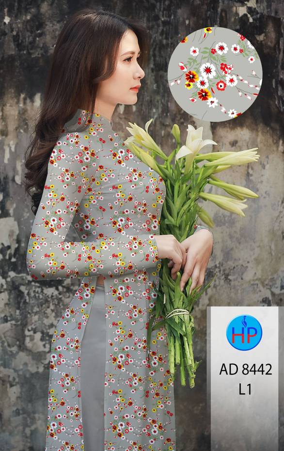 Vải Áo Dài Hoa Nhí Kiểu Mới AD 8442 41 Vải Áo Dài Hoa Nhí Kiểu Mới AD 8442