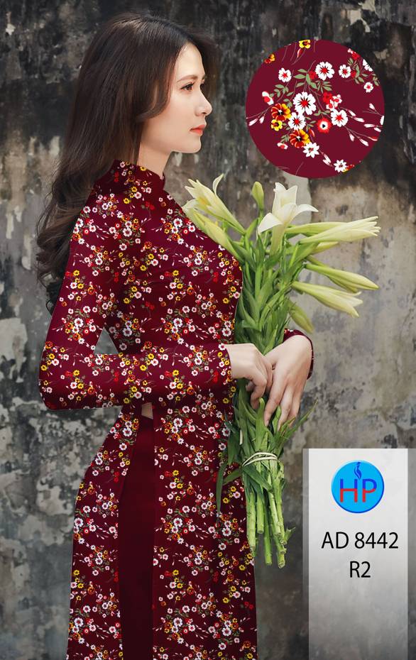 Vải Áo Dài Hoa Nhí Kiểu Mới AD 8442 43 Vải Áo Dài Hoa Nhí Kiểu Mới AD 8442