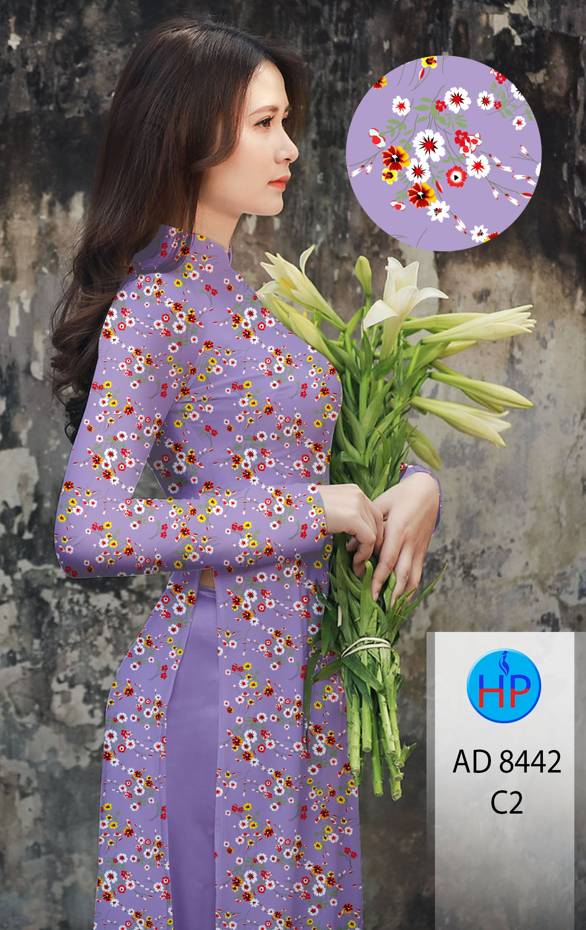 Vải Áo Dài Hoa Nhí Kiểu Mới AD 8442 45 Vải Áo Dài Hoa Nhí Kiểu Mới AD 8442