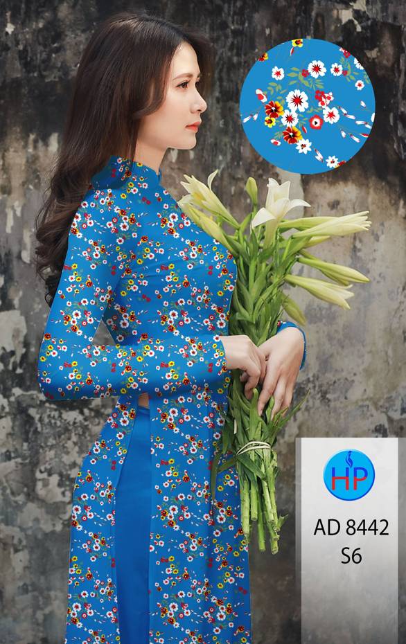 Vải Áo Dài Hoa Nhí Kiểu Mới AD 8442 46 Vải Áo Dài Hoa Nhí Kiểu Mới AD 8442