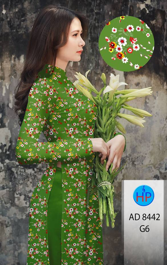 Vải Áo Dài Hoa Nhí Kiểu Mới AD 8442 44 Vải Áo Dài Hoa Nhí Kiểu Mới AD 8442