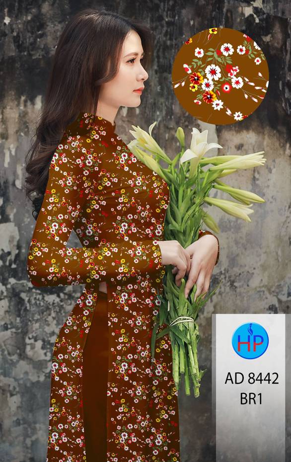 Vải Áo Dài Hoa Nhí Kiểu Mới AD 8442 50 Vải Áo Dài Hoa Nhí Kiểu Mới AD 8442