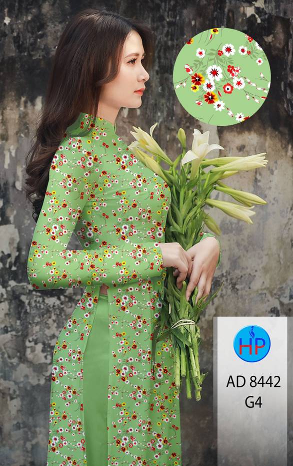 Vải Áo Dài Hoa Nhí Kiểu Mới AD 8442 49 Vải Áo Dài Hoa Nhí Kiểu Mới AD 8442