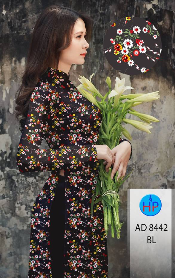 Vải Áo Dài Hoa Nhí Kiểu Mới AD 8442 52 Vải Áo Dài Hoa Nhí Kiểu Mới AD 8442