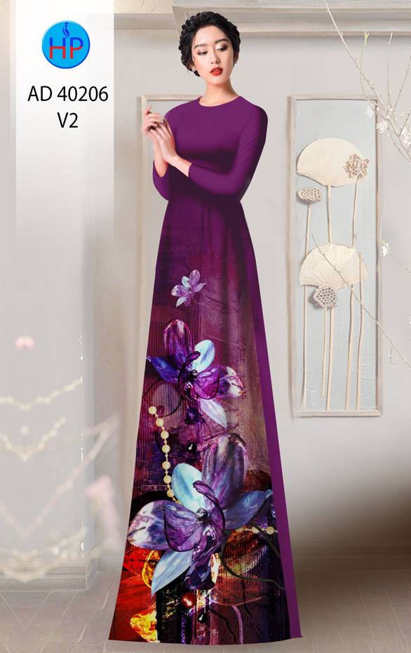 Vải Áo Dài Hoa In 3D Mới Ra AD 40206 37 Vải Áo Dài Hoa In 3D Mới Ra AD 40206
