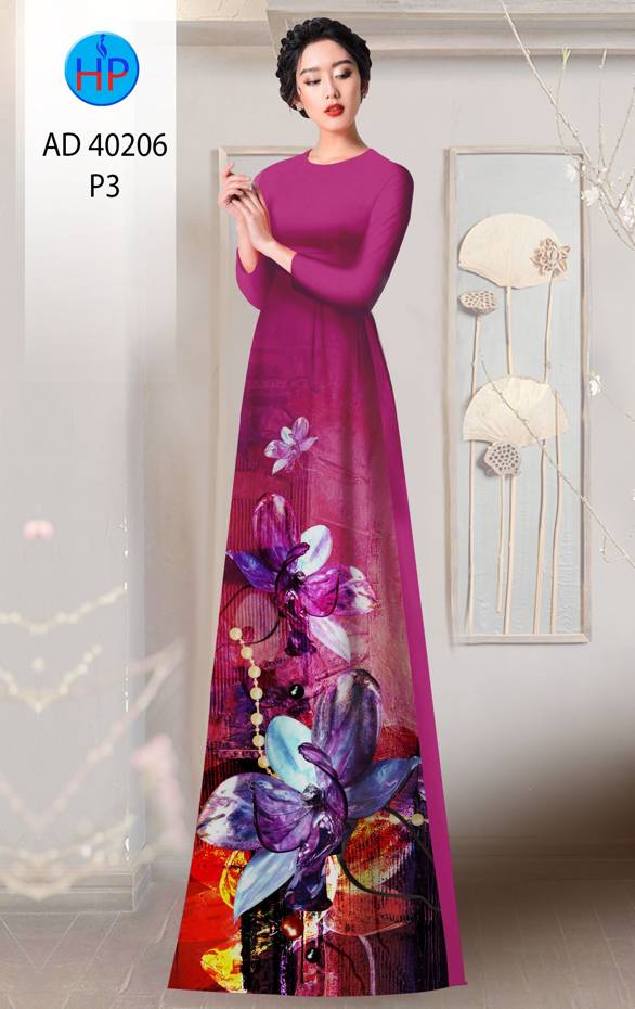 Vải Áo Dài Hoa In 3D Mới Ra AD 40206 39 Vải Áo Dài Hoa In 3D Mới Ra AD 40206