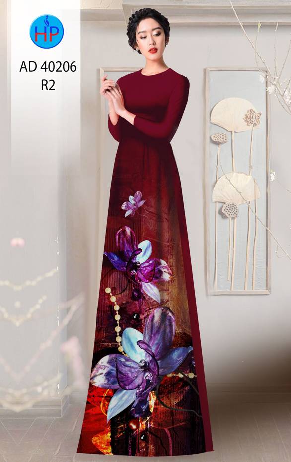Vải Áo Dài Hoa In 3D Mới Ra AD 40206 41 Vải Áo Dài Hoa In 3D Mới Ra AD 40206