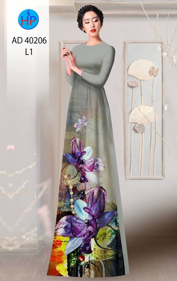 Vải Áo Dài Hoa In 3D Mới Ra AD 40206 40 Vải Áo Dài Hoa In 3D Mới Ra AD 40206