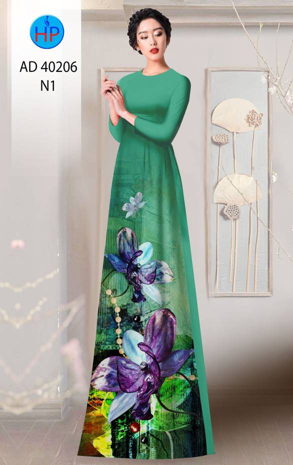 Vải Áo Dài Hoa In 3D Mới Ra AD 40206 44 Vải Áo Dài Hoa In 3D Mới Ra AD 40206