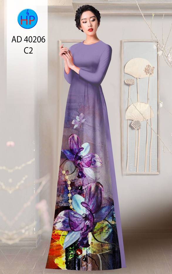 Vải Áo Dài Hoa In 3D Mới Ra AD 40206 45 Vải Áo Dài Hoa In 3D Mới Ra AD 40206