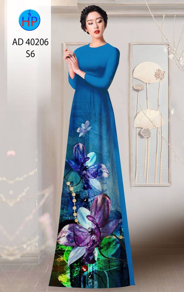 Vải Áo Dài Hoa In 3D Mới Ra AD 40206 46 Vải Áo Dài Hoa In 3D Mới Ra AD 40206