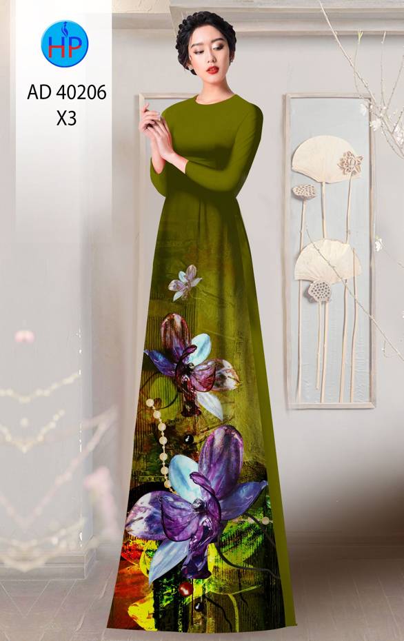 Vải Áo Dài Hoa In 3D Mới Ra AD 40206 47 Vải Áo Dài Hoa In 3D Mới Ra AD 40206