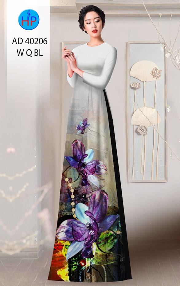Vải Áo Dài Hoa In 3D Mới Ra AD 40206 51 Vải Áo Dài Hoa In 3D Mới Ra AD 40206