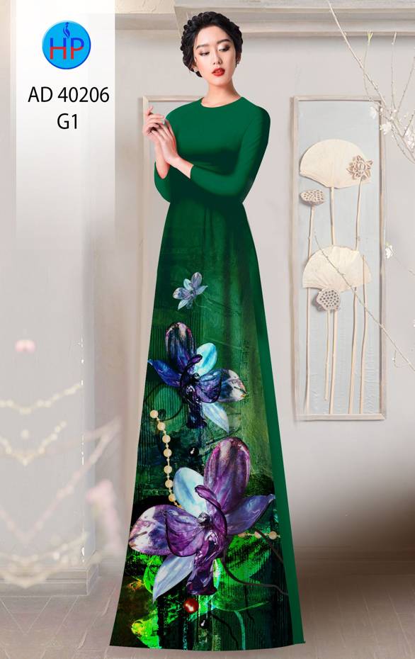 Vải Áo Dài Hoa In 3D Mới Ra AD 40206 50 Vải Áo Dài Hoa In 3D Mới Ra AD 40206