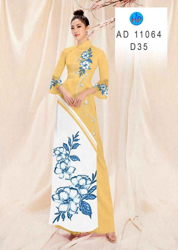 Vải Áo Dài Hoa In 3D Độc Đáo AD 11064 49 Vải Áo Dài Hoa In 3D Độc Đáo AD 11064