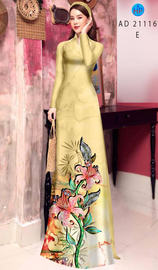 Vải Áo Dài Hoa Ly Thiết Kế 2021 AD 21116 50 Vải Áo Dài Hoa Ly Thiết Kế 2021 AD 21116