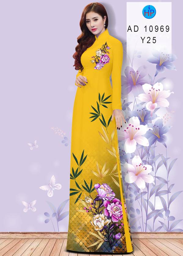 Vải Áo Dài Hoa In 3D Thiết Kế 2021 AD 10969 49 Vải Áo Dài Hoa In 3D Thiết Kế 2021 AD 10969